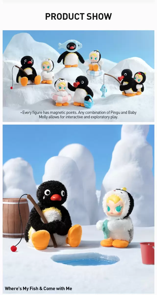 Caja sorpresa con colgante de peluche de vinilo de la serie Baby Molly × Pingu Happy Fishing Caja sorpresa con colgante de peluche de vinilo de la serie Baby Molly × Pingu Happy Fishing