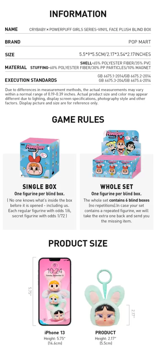 CRYBABY × Serie Las Chicas Superpoderosas – Caja sorpresa de peluche con cara de vinilo CRYBABY × Serie Las Chicas Superpoderosas – Caja sorpresa de peluche con cara de vinilo