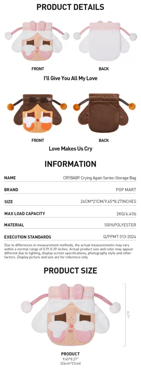 CRYBABY Serie Llorando de Nuevo – Bolsa de Almacenamiento CRYBABY Serie Llorando de Nuevo – Bolsa de Almacenamiento