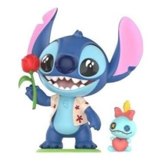 Figuras de Disney Stitch en una cita «Ofreciendo flores»