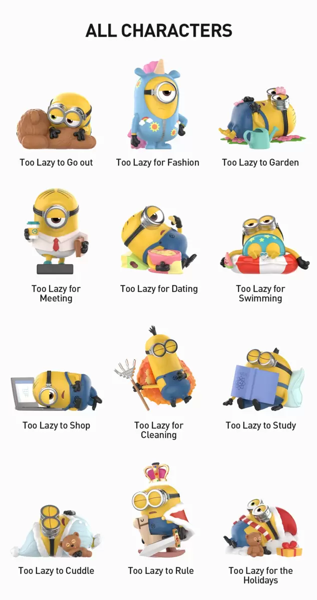 Figuras de la serie Minions Lazy Every Day Figuras de la serie Minions Lazy Every Day