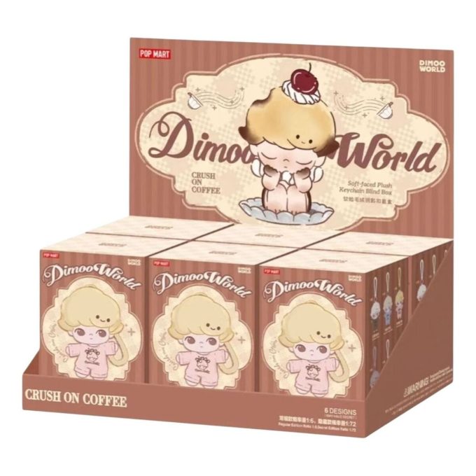 Llavero de peluche Dimoo «Crush on Coffee» (caja sellada, 6 cajas sorpresa)