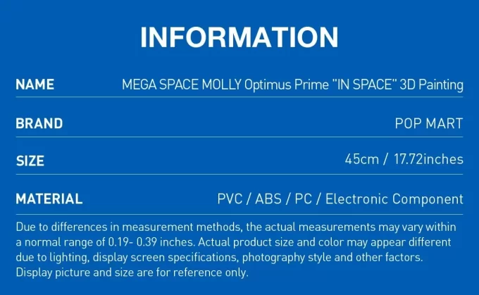 MEGA SPACE MOLLY Optimus Prime «EN EL ESPACIO» Pintura 3D