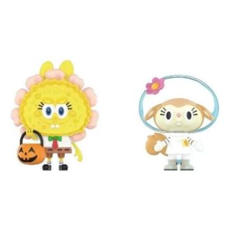 Pop Mart x Bob Esponja Los Monstruos Labubu «Jack O Lantern y Arenita Mejillas x Pato»