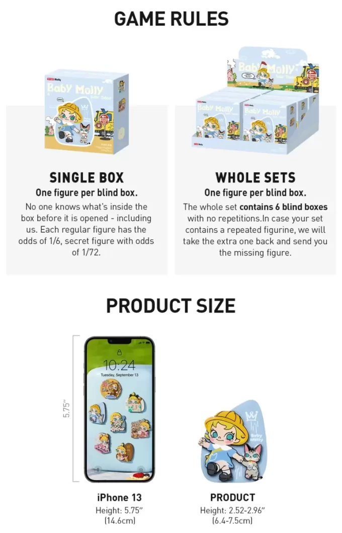 Serie Baby Molly y Baby Tabby – Caja sorpresa con imán para refrigerador