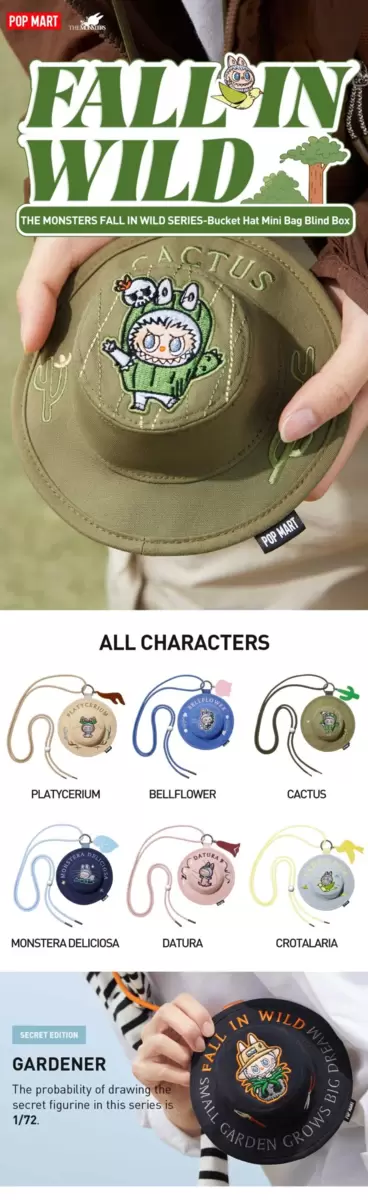 SERIE LOS MONSTRUOS CAEN EN LIBERTAD – Mini bolso con sombrero de pescador en caja SERIE LOS MONSTRUOS CAEN EN LIBERTAD – Mini bolso con sombrero de pescador en caja